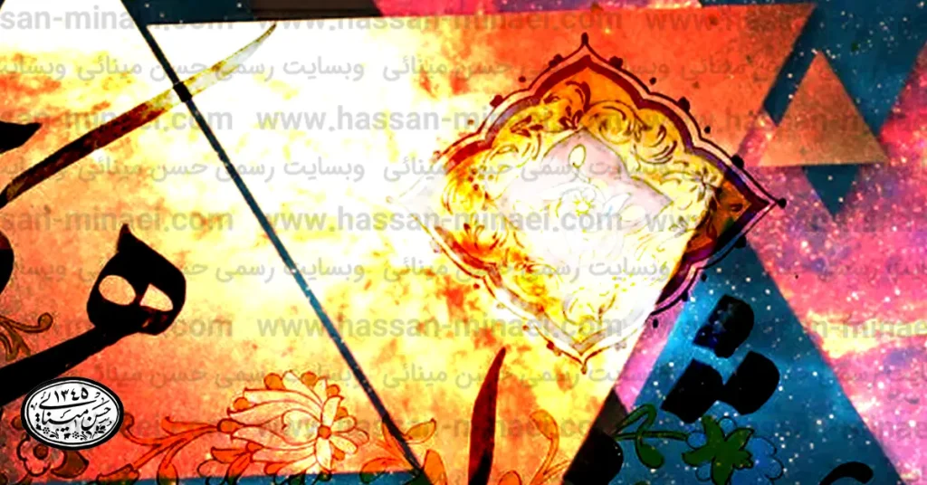 تابلو کالیگرافی با خطوط مدرن در فضای داخلی مینیمال